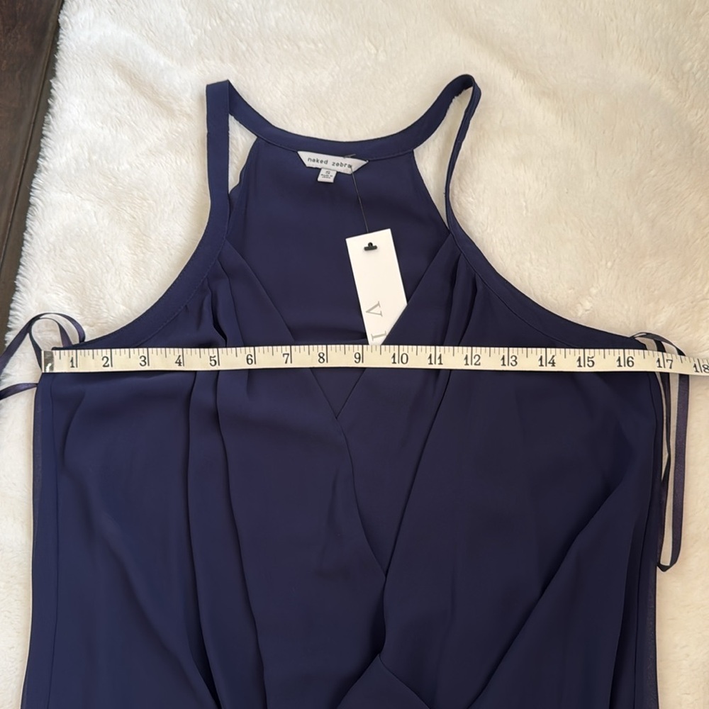 NWT Naked Zebra Elegant Navy Blue Top Size S - Picture 12 of 12